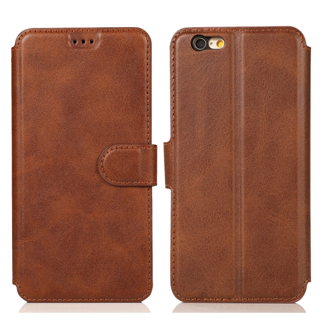 For iPhone 6 / 6s Calf Texture Magnetic Buckle Horizontal Flip Leather Case with Holder & Card Slots & Wallet & Photo Frame(Brown)-garmade.com