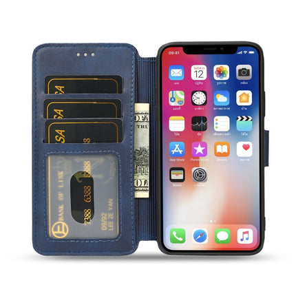 For iPhone X / XS Calf Texture Magnetic Buckle Horizontal Flip Leather Case with Holder & Card Slots & Wallet & Photo Frame(Red)-garmade.com