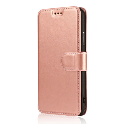 For iPhone X / XS Calf Texture Magnetic Buckle Horizontal Flip Leather Case with Holder & Card Slots & Wallet & Photo Frame(Rose Gold)-garmade.com