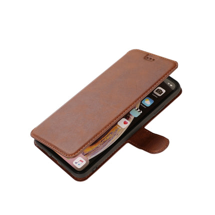 For iPhone X / XS Calf Texture Magnetic Buckle Horizontal Flip Leather Case with Holder & Card Slots & Wallet & Photo Frame(Brown)-garmade.com