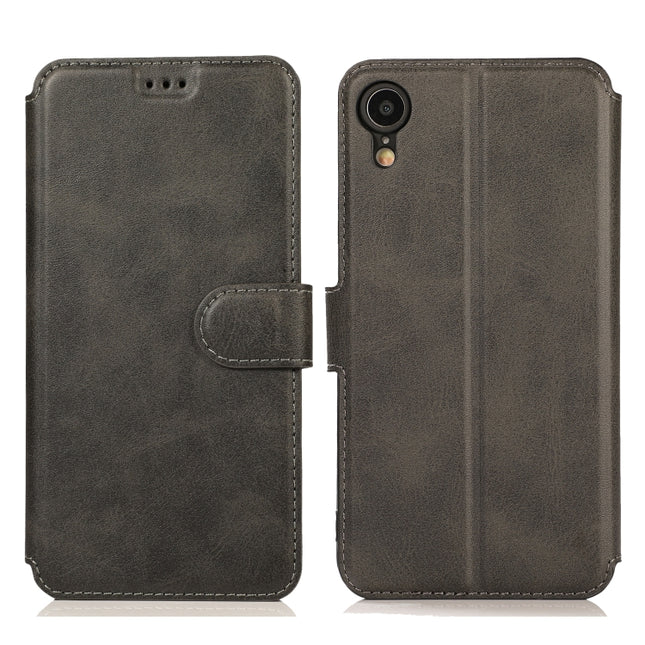 For iPhone XR Calf Texture Magnetic Buckle Horizontal Flip Leather Case with Holder & Card Slots & Wallet & Photo Frame(Black)-garmade.com