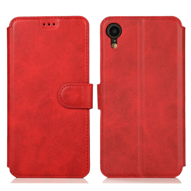 For iPhone XR Calf Texture Magnetic Buckle Horizontal Flip Leather Case with Holder & Card Slots & Wallet & Photo Frame(Red)-garmade.com