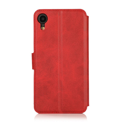 For iPhone XR Calf Texture Magnetic Buckle Horizontal Flip Leather Case with Holder & Card Slots & Wallet & Photo Frame(Red)-garmade.com