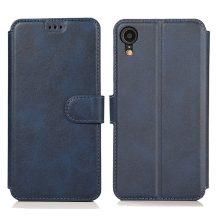 For iPhone XR Calf Texture Magnetic Buckle Horizontal Flip Leather Case with Holder & Card Slots & Wallet & Photo Frame(Blue)-garmade.com