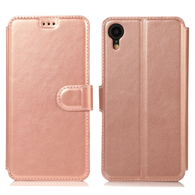 For iPhone XR Calf Texture Magnetic Buckle Horizontal Flip Leather Case with Holder & Card Slots & Wallet & Photo Frame(Rose Gold)-garmade.com