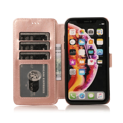 For iPhone XR Calf Texture Magnetic Buckle Horizontal Flip Leather Case with Holder & Card Slots & Wallet & Photo Frame(Rose Gold)-garmade.com