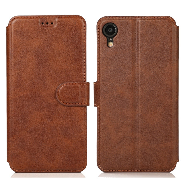 For iPhone XR Calf Texture Magnetic Buckle Horizontal Flip Leather Case with Holder & Card Slots & Wallet & Photo Frame(Brown)-garmade.com