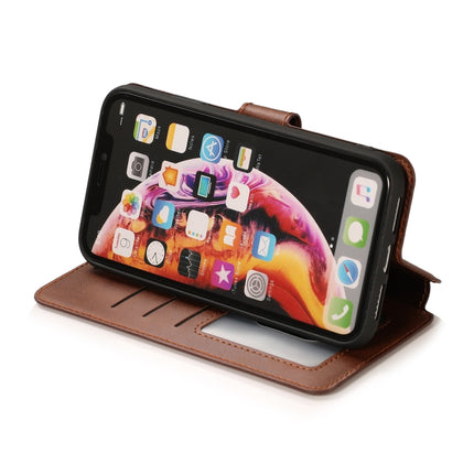 For iPhone XR Calf Texture Magnetic Buckle Horizontal Flip Leather Case with Holder & Card Slots & Wallet & Photo Frame(Brown)-garmade.com