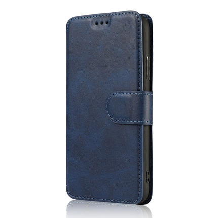 For iPhone XS Max Calf Texture Magnetic Buckle Horizontal Flip Leather Case with Holder & Card Slots & Wallet & Photo Frame(Blue)-garmade.com