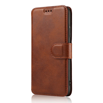 For iPhone XS Max Calf Texture Magnetic Buckle Horizontal Flip Leather Case with Holder & Card Slots & Wallet & Photo Frame(Brown)-garmade.com
