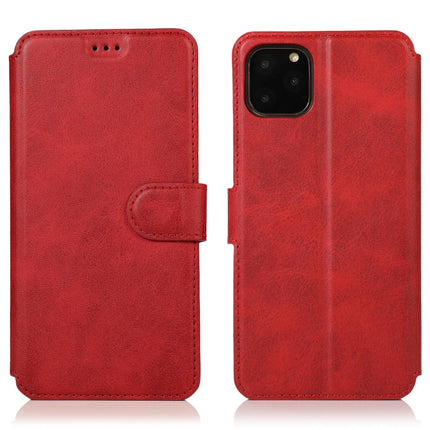 For iPhone 12 mini Calf Texture Magnetic Buckle Horizontal Flip Leather Case with Holder & Card Slots & Wallet & Photo Frame(Red)-garmade.com