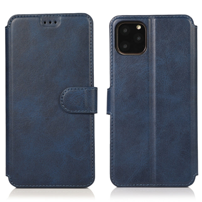 For iPhone 12 mini Calf Texture Magnetic Buckle Horizontal Flip Leather Case with Holder & Card Slots & Wallet & Photo Frame(Blue)-garmade.com