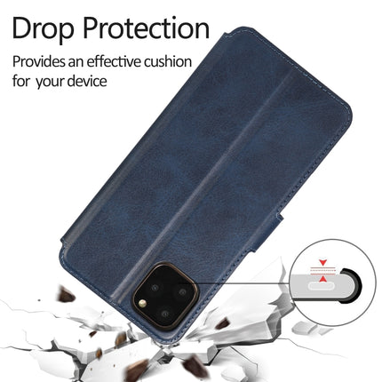 For iPhone 12 mini Calf Texture Magnetic Buckle Horizontal Flip Leather Case with Holder & Card Slots & Wallet & Photo Frame(Blue)-garmade.com