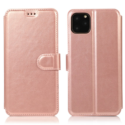 For iPhone 12 mini Calf Texture Magnetic Buckle Horizontal Flip Leather Case with Holder & Card Slots & Wallet & Photo Frame(Rose Gold)-garmade.com