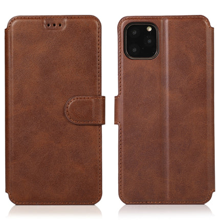 For iPhone 12 mini Calf Texture Magnetic Buckle Horizontal Flip Leather Case with Holder & Card Slots & Wallet & Photo Frame(Brown)-garmade.com