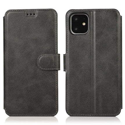 For iPhone 12 / 12 Pro Calf Texture Magnetic Buckle Horizontal Flip Leather Case with Holder & Card Slots & Wallet & Photo Frame(Black)-garmade.com