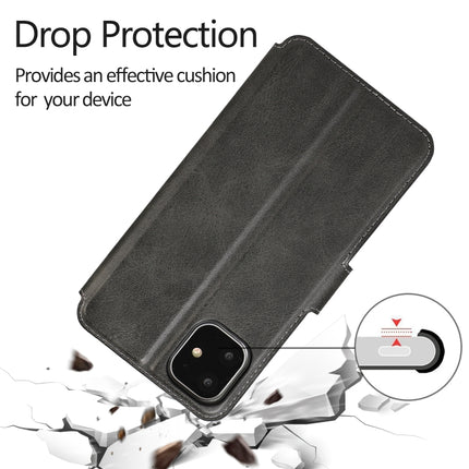 For iPhone 12 / 12 Pro Calf Texture Magnetic Buckle Horizontal Flip Leather Case with Holder & Card Slots & Wallet & Photo Frame(Black)-garmade.com
