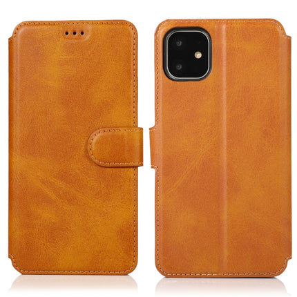 For iPhone 12 / 12 Pro Calf Texture Magnetic Buckle Horizontal Flip Leather Case with Holder & Card Slots & Wallet & Photo Frame(Khaki)-garmade.com