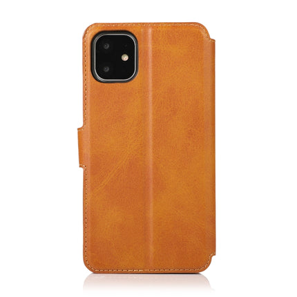 For iPhone 12 / 12 Pro Calf Texture Magnetic Buckle Horizontal Flip Leather Case with Holder & Card Slots & Wallet & Photo Frame(Khaki)-garmade.com