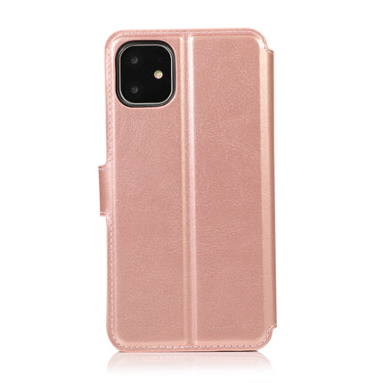 For iPhone 12 / 12 Pro Calf Texture Magnetic Buckle Horizontal Flip Leather Case with Holder & Card Slots & Wallet & Photo Frame(Rose Gold)-garmade.com