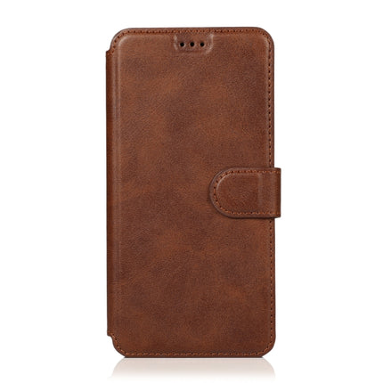 For iPhone 12 / 12 Pro Calf Texture Magnetic Buckle Horizontal Flip Leather Case with Holder & Card Slots & Wallet & Photo Frame(Brown)-garmade.com