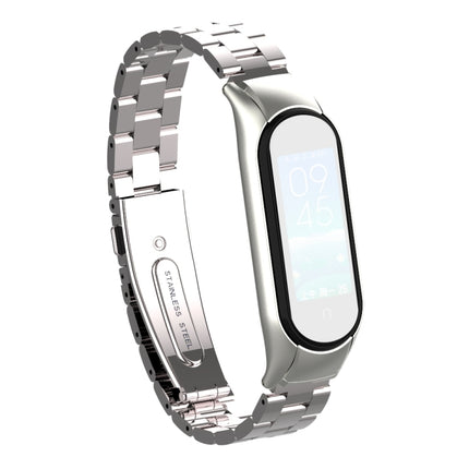 For Xiaomi Mi Band 5 Double Spring Solid Three Stainless Steel Solid Color Strap(Silver)-garmade.com