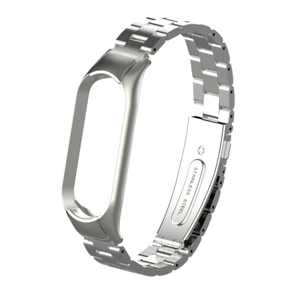 For Xiaomi Mi Band 5 Double Spring Solid Three Stainless Steel Solid Color Strap(Silver)-garmade.com