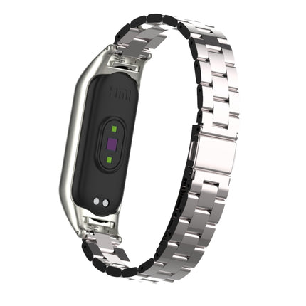 For Xiaomi Mi Band 5 Double Spring Solid Three Stainless Steel Solid Color Strap(Silver)-garmade.com