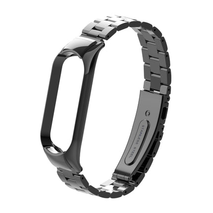 For Xiaomi Mi Band 5 Double Spring Solid Three Stainless Steel Solid Color Strap(Black)-garmade.com