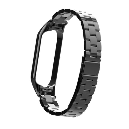 For Xiaomi Mi Band 5 Double Spring Solid Three Stainless Steel Solid Color Strap(Black)-garmade.com