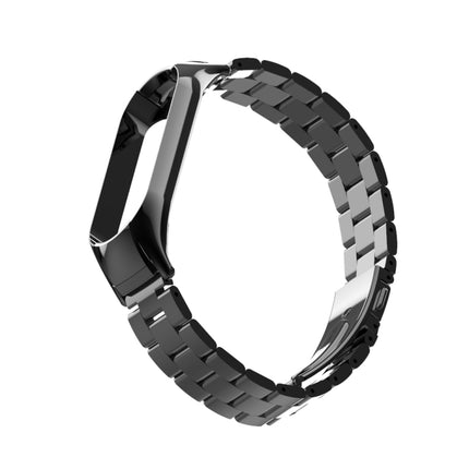 For Xiaomi Mi Band 5 Double Spring Solid Three Stainless Steel Solid Color Strap(Black)-garmade.com