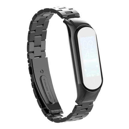 For Xiaomi Mi Band 5 Double Spring Solid Three Stainless Steel Solid Color Strap(Black)-garmade.com