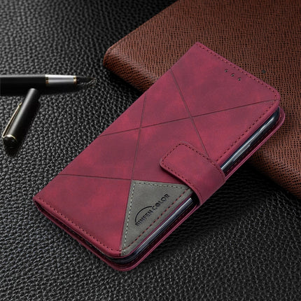 For iPhone 11 Rhombus Texture Magnetic Buckle Horizontal Flip Leather Case with Holder & Card Slots & Wallet & Photo Frame(Red)-garmade.com