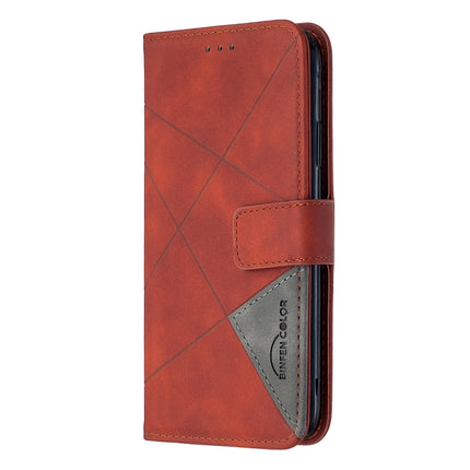 For iPhone 11 Rhombus Texture Magnetic Buckle Horizontal Flip Leather Case with Holder & Card Slots & Wallet & Photo Frame(Brown)-garmade.com