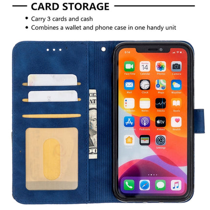 For iPhone 11 Rhombus Texture Magnetic Buckle Horizontal Flip Leather Case with Holder & Card Slots & Wallet & Photo Frame(Blue)-garmade.com
