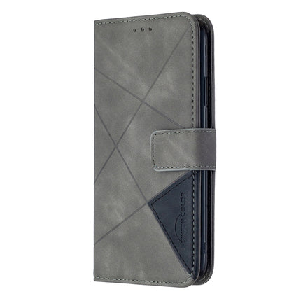 For iPhone 11 Rhombus Texture Magnetic Buckle Horizontal Flip Leather Case with Holder & Card Slots & Wallet & Photo Frame(Grey)-garmade.com