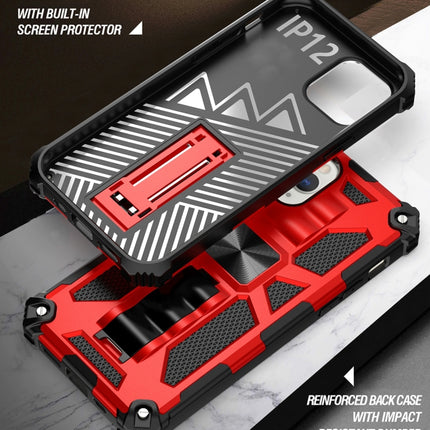 For iPhone 12 mini Armor Shockproof TPU + PC Magnetic Protective Case with Holder(Black)-garmade.com