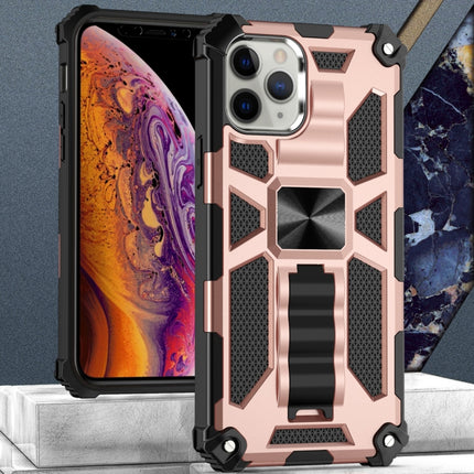 For iPhone 12 mini Armor Shockproof TPU + PC Magnetic Protective Case with Holder(Rose Gold)-garmade.com