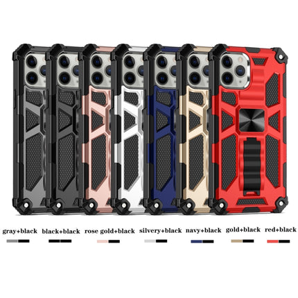 For iPhone 12 / 12 Pro Armor Shockproof TPU + PC Magnetic Protective Case with Holder(Black)-garmade.com