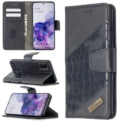 For Samsung Galaxy S20 Matching Color Crocodile Texture Horizontal Flip PU Leather Case with Wallet & Holder & Card Slots(Black)-garmade.com