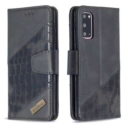 For Samsung Galaxy S20 Matching Color Crocodile Texture Horizontal Flip PU Leather Case with Wallet & Holder & Card Slots(Black)-garmade.com