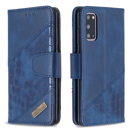 For Samsung Galaxy S20 Matching Color Crocodile Texture Horizontal Flip PU Leather Case with Wallet & Holder & Card Slots(Blue)-garmade.com