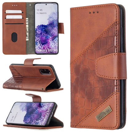 For Samsung Galaxy S20 Matching Color Crocodile Texture Horizontal Flip PU Leather Case with Wallet & Holder & Card Slots(Brown)-garmade.com