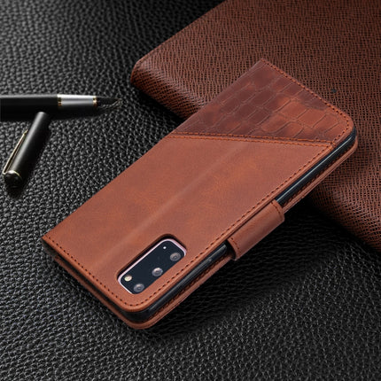 For Samsung Galaxy S20 Matching Color Crocodile Texture Horizontal Flip PU Leather Case with Wallet & Holder & Card Slots(Brown)-garmade.com