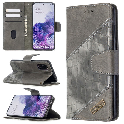 For Samsung Galaxy S20 Matching Color Crocodile Texture Horizontal Flip PU Leather Case with Wallet & Holder & Card Slots(Grey)-garmade.com