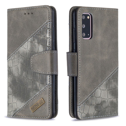 For Samsung Galaxy S20 Matching Color Crocodile Texture Horizontal Flip PU Leather Case with Wallet & Holder & Card Slots(Grey)-garmade.com