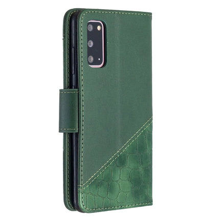 For Samsung Galaxy S20 Matching Color Crocodile Texture Horizontal Flip PU Leather Case with Wallet & Holder & Card Slots(Green)-garmade.com