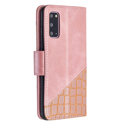 For Samsung Galaxy S20 Matching Color Crocodile Texture Horizontal Flip PU Leather Case with Wallet & Holder & Card Slots(Rose Gold)-garmade.com