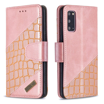 For Samsung Galaxy S20 Matching Color Crocodile Texture Horizontal Flip PU Leather Case with Wallet & Holder & Card Slots(Rose Gold)-garmade.com