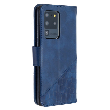 For Samsung Galaxy S20 Ultra Matching Color Crocodile Texture Horizontal Flip PU Leather Case with Wallet & Holder & Card Slots(Blue)-garmade.com
